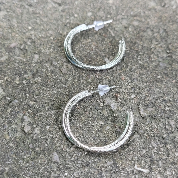 2 for $14! Silver Hoop Earrings NWOT - Picture 3 of 3